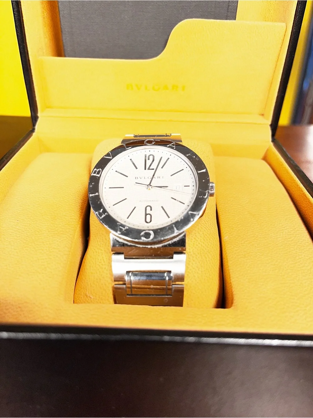 Bulgari Silver Stainless Steel Watch with White Dial